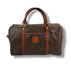 セリーヌ　CELINE マカダム柄　ミニボストンバッグ　ハンドバッグ　ブラウン　PVCレザー　トリオンフ