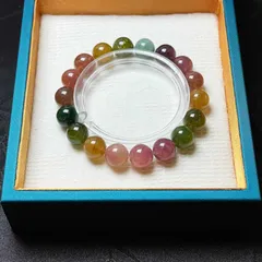 綺麗 EU製★ミックスカラートルマリン★アクセサリー ブレスレット パワーストーン 天然石B お守り 約10.7-11.2mm ZZ1647