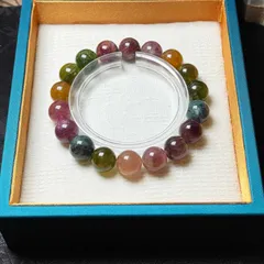 逸品 EU製★ミックスカラートルマリン★アクセサリー ブレスレット パワーストーン 天然石B お守り 約11.2-11.6mm ZZ1648