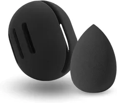 JP Number パフ メイクスポンジ 化粧スポンジ メイクパフ ファンデーション しずく型 やわらかパフケース付き (ブラック)