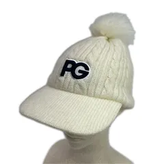 中古 パーリーゲイツ PEARLY GATES つば付ニット帽 フリー 白系 オフホワイト ボンボンニットキャップ ブリムニットワッチ