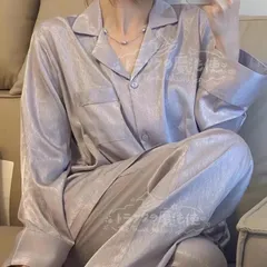 パジャマ 前開き レディース セットアップ ルームウェア 部屋着 シルク調 かわいい 長袖 寝巻き 寝間着 パジャマ レディース 女の子 かわいい 学生 ロングパンツ CCJJF1104P028