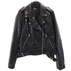 ZARA ザラ フェイクレザー ダブルライダースジャケット L ブラック レディース 古着