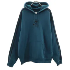 adidas アディダス 長袖 スウェットパーカー O 青紺 裏起毛 メンズ 古着