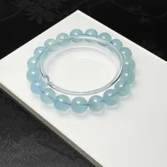 綺麗 EU製★ブルーアクアマリン★パワーストーン ブレスレット 天然石A 原石 綺麗 お守り 11.2-11.6mm ZZ1653