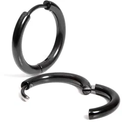 [SEIYA INTERNATIONAL] フープピアス リングピアス ピアス メンズ レディース ステンレス 18G 両耳 2個セット (幅2.0mm 内径20mm, ブラック) 1