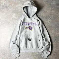 00s Champion 3段 カレッジ プリント プレミアム リバースウィーブ スウェット フード パーカー M / 00年代 チャンピオン トレーナー グレー