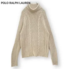 90s ポロラルフローレン ハンドニット ケーブル編み 長袖ニットセーター LLサイズ ハイネック アイボリー アランニット Polo By Ralph Lauren ユニセックス
