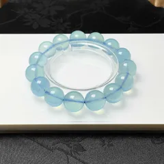 高級 EU製★ブルーアクアマリン★パワーストーン ブレスレット 天然石B 原石 綺麗 お守り 14.3-14.8mm ZZ1657