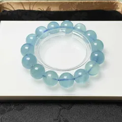 夢色 EU製★ブルーアクアマリン★パワーストーン ブレスレット 天然石B 原石 綺麗 お守り 14.3-15.2mm ZZ1658