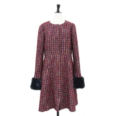 TOCCA トッカ コート レッド系 サイズ:4(L) | ミス ヘップバーン ツイードコート | MISS HEPBURN | ノーカラー スナップボタン Aライン フェイクファー | アウター ジャケット 上着【レディース】【中古】のサムネイル