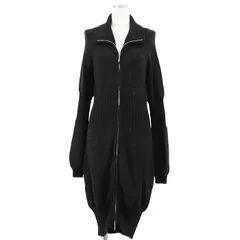 CHANEL シャネル 08A P33445 ニットワンピース シグネチャー ロゴ COCOマーク ジップアップ カシミヤ × アルパカ ロングスリーブ 長袖 ロングカーディガン ニットコート ドレス レディース サイズ 42 チャコール イタリア製のサムネイル