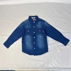 新品 未使用 タグ付き 定価16,000円  mikihouse DOUBLE.B ミキハウス ダブルビー 男の子 女の子 子供用 デニム シャツ ダンガリー 120cm ネイビー インディゴ 綿100% くま ロゴ 刺繍 おしゃれ かっこいい かわいい