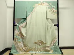 平和屋着物●訪問着　駒刺繍　鳳凰花文　暈し染め　金銀彩　ロング丈　正絹　逸品　CAAY8143gh 平和屋着物○訪問着 駒刺繍 鳳凰花文 暈し染め 金銀彩 ロング丈 正絹