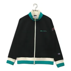 中古 レディース チャンピオンゴルフ Champion ブルゾン L 黒 ブラック ボンディング素材 ダブルジップ
