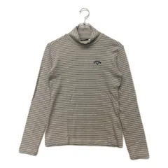 中古 レディース キャロウェイ Callaway 長袖シャツ M グレー×ホワイト ボーダー モックネック ハイネック 秋冬