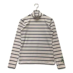 中古 レディース キャロウェイ Callaway 長袖シャツ M 白×紺 ホワイト×ネイビー ボーダー モックネック ハイネック 春秋