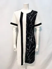 1737 キャバクラ ドレス 伸縮性 バイカラー 半袖 ワンピース ライン キャバドレス S