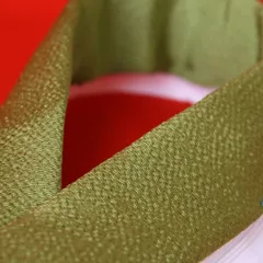 衿ファスナー交換タイプ半襦袢用/縮緬半衿/抹茶無地/替え衿芯選べます/正絹