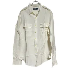 Z1575Polo By Ralph Lauren ポロ バイ ラルフローレン コットン シャツ 長袖 ホワイト 無地 白系 シンプル メンズ L