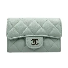 CHANEL シャネル キャビアスキン コインケース クラシックスモールフラップ　ペールブルー