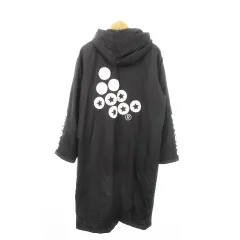 スボルメ SVOLME ベンチコート 中綿 ロング ジップアップ フーディ プリント ロゴ サッカー フットサル M 黒 ブラック /MN6 ■GY01