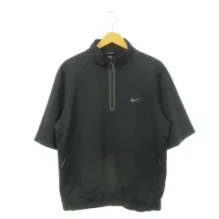 ナイキゴルフ NIKE GOLF 半袖プルオーバージャケット ハーフジップ シャツ スタンドカラー ロゴ スポーツ ゴルフ M 黒 ブラック /AH12 ■GY18