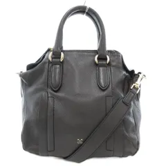 サザビー SAZABY ハンドバッグ ショルダー 2WAY ロゴ レザー 黒 ブラック /AE