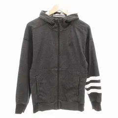 アディダス adidas パーカ フーディ フルジップ スリーストライプス 長袖 M ダークグレー /AE