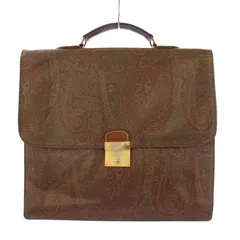 エトロ ETRO ビジネスバッグ ブリーフケース 書類カバン ハンドバッグ レザー ペイズリー柄 プッシュロック式 茶 ブラウン /BBのサムネイル