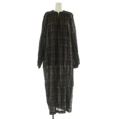 ニコルソンアンドニコルソン nicholson&nicholson チェックシャツワンピース ロング 長袖 ギャザー 38 ブラウン /MY ■OS