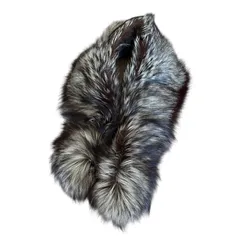 RE318 サガファー フォックスファー 襟巻 リアルファー ショール クリップ ミックス グレー ブラック系 黒系 大きいサイズ ロングサイズ 和服 成人式 着物  ORIGIN ASSURED ブルーフォックス