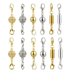 ネックレス 留め具 マグネット留め具 簡単装着 磁気クラスプ エンドパーツ ジュエリー用 延長用金具 DIY用 クラフト作り 収納袋付き 12個セット