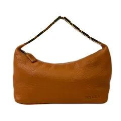 PRADA プラダ レザー ミニ ハンドバッグ レディース オレンジ 【中古】