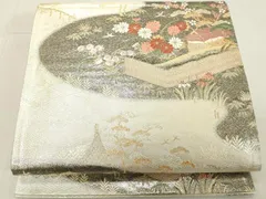 平和屋着物◎九百佐賀錦　六通柄袋帯　唐織　御所解風景文　金銀糸　正絹　逸品　DAAY8571cdのサムネイル