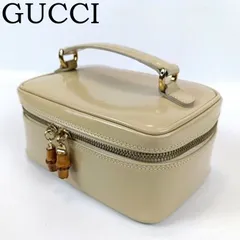 GUCCI グッチ バニティバッグ ポーチ バンブー ベージュ系 レザー 032 1956 0151 レディース 中古 内部劣化あり 外側は美品 メイクポーチ