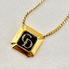 クリスチャンディオール ネックレス ヴィンテージ CDロゴ プレート 小ぶり GP ゴールドカラー