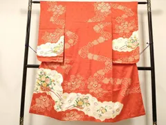 平和屋着物[]七五三　女の子　７歳　祝着　四つ身　絞り　花車文　金彩　逸品　DAAY3048ma