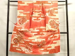 平和屋着物[]七五三　女の子　７歳　祝着　四つ身　駒刺繍　鼓花文　暈し染め　金彩　逸品　DAAR1395jm