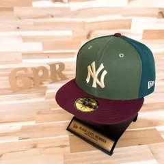 レア/廃番【ニューエラ×ヤンキース】パネル カラー キャップ カーキ×緑グリーン NY 立体3D刺繍 59FIFTY カスタム