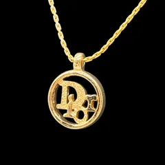 希少 ChristianDior クリスチャンディオール ロゴ サークルロゴ ネックレス ペンダント アクセサリー 首輪 ゴールド ジュエリー ヴィンテージ