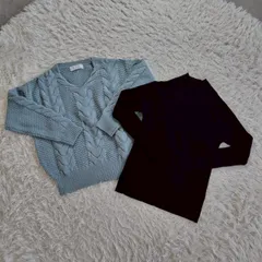 大特価　ROPE' PICNIC ニットトップス2点セット ボリュームケーブルセーター ハイネックリブニセーター 秋冬着回し