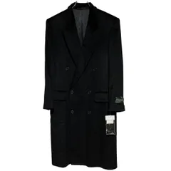 Z1576【未使用タグ付き】 カシミヤ ウール ピーコート ジャケット コート ブラック シンプル メンズ S