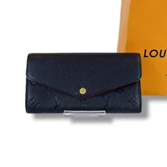 ルイヴィトン　LOUIS VUITTON サラ　二つ折り長財布　ロングウォレット　アンプラントレザー　ネイビー　紺色