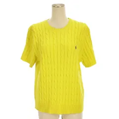 ポロ ラルフローレン POLO RALPH LAUREN ケーブル ニット セーター 半袖 刺繍 イエロー XL