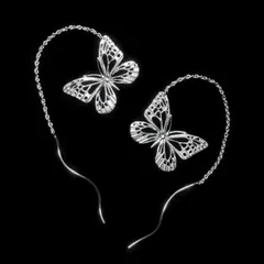 Lisa｜リザ 蝶 アメリカンピアス (SV925) アサギマダラ (L size) チェーン ピアス シルバー 銀