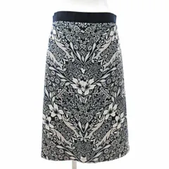 ローラアシュレイ LAURA ASHLEY ジャガード ニットロングスカート ミディ丈 花柄 イージーウエスト 11 紺 ネイビー 0911 ■YHS1