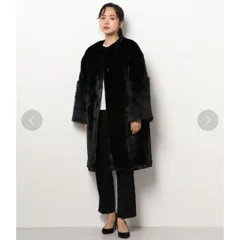 【新品】ルルウィルビー ブラック　高級感フェイクファーノーカラーコート 黒