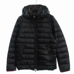 ブラックレーベルクレストブリッジ BLACK LABEL CRESTBRIDGE 美品 ダウンジャケット ベスト フード付き ポケッタブル ジップアップ 裏地チェック L 黒 ブラック
