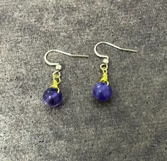 アメジスト　一粒ピアス　天然石